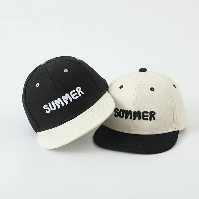 Summer Fashion Letter Embroidery Children Peaked Cap Splicing Boy Sunscreen Hat Cotton Girl Baby Casual Hats Kids Baseball Caps