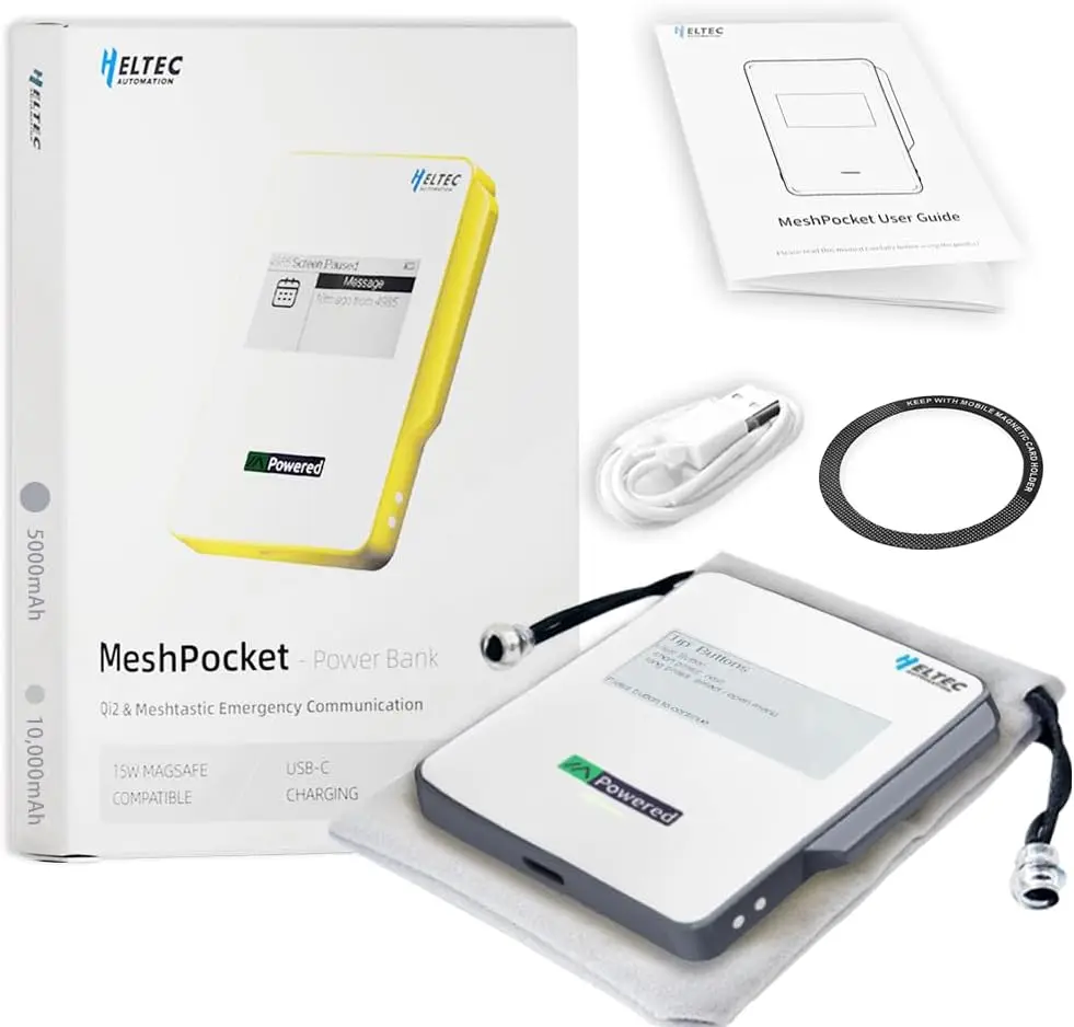 Heltec MeshPocket 5000/10000mAh Qi2 Magnetic Charging Power Bank Meshtastic 15W Wireless Fast Charge With BLE LoRa for iPhone17