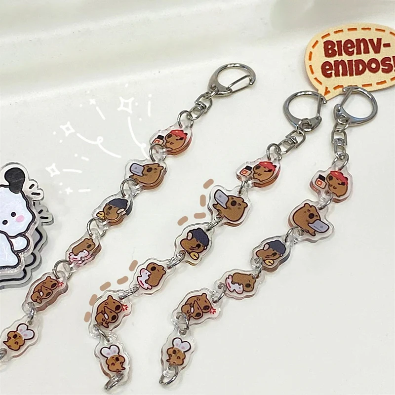 

Kawaii Cute Capybara Keychain Cartoon Animal Keyring Car Key Holder School Bag Pendant Backpack Lanyard Decoration