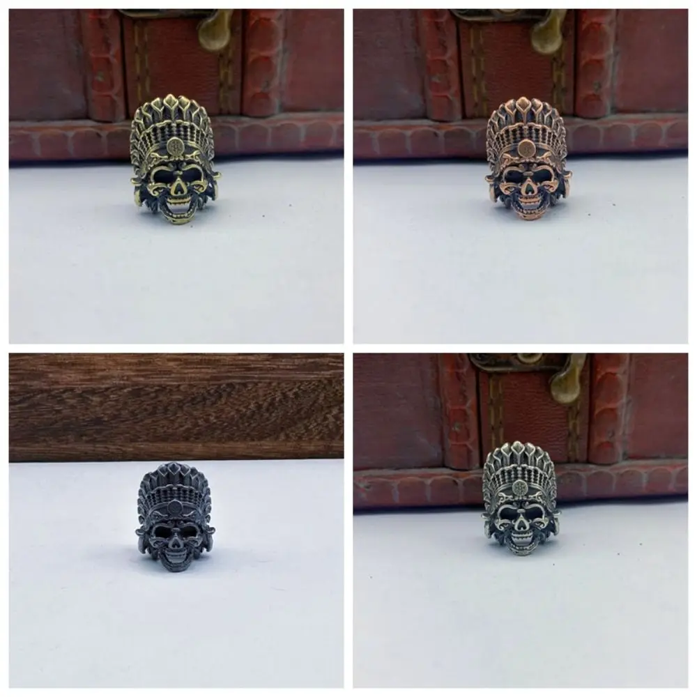 عدد وأدوات القبلية الأفريقية زعيم النحاس EDC الهيكل العظمي قلادة النحاس دليل النحاس تاج الجمجمة الخرز الإبداعية تاج اليد سلسلة