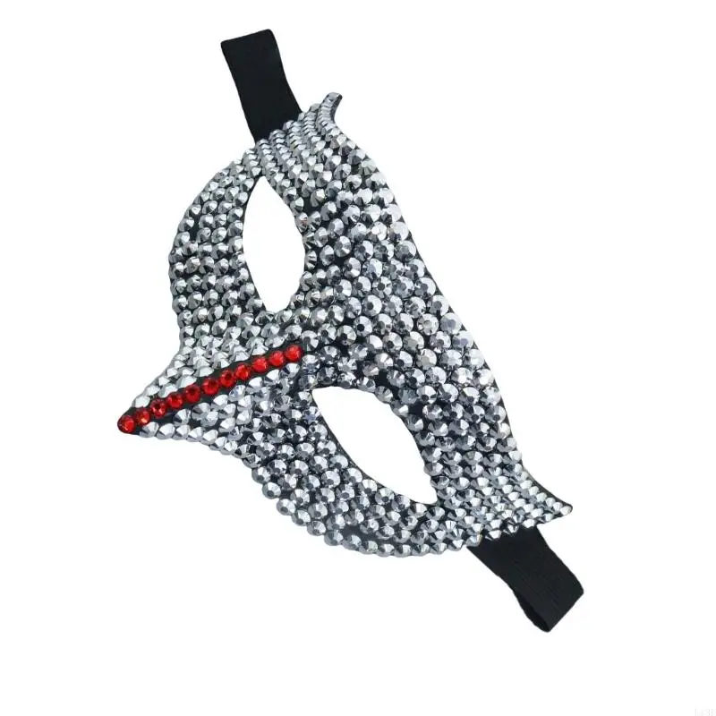 Rhinestones Masquerade Mask Half Face Mask Halloween Party Eye Mask for Men Women Cosplay Masquerade Costume Accessories