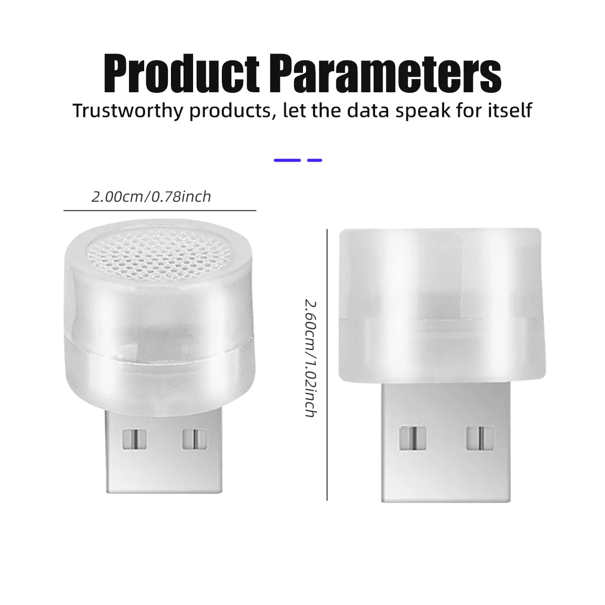 2PCS USB Mini LED Night Light Car Interior Atmosphere Light RGB Flashing Light Reading Lamp Plug Play Auto PC Computer Light