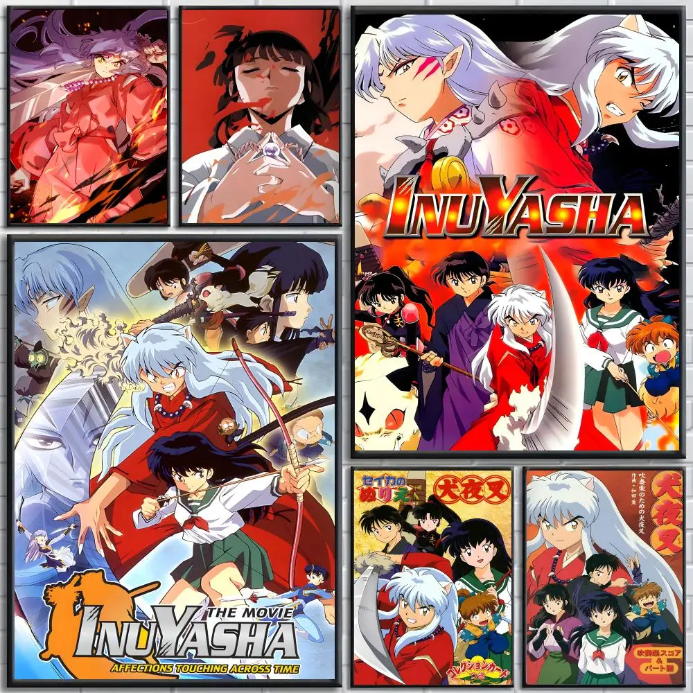 Anime Inuyasha Poster poster Self-adhesive wall stickers, suitable for room decoration, high-quality printing.