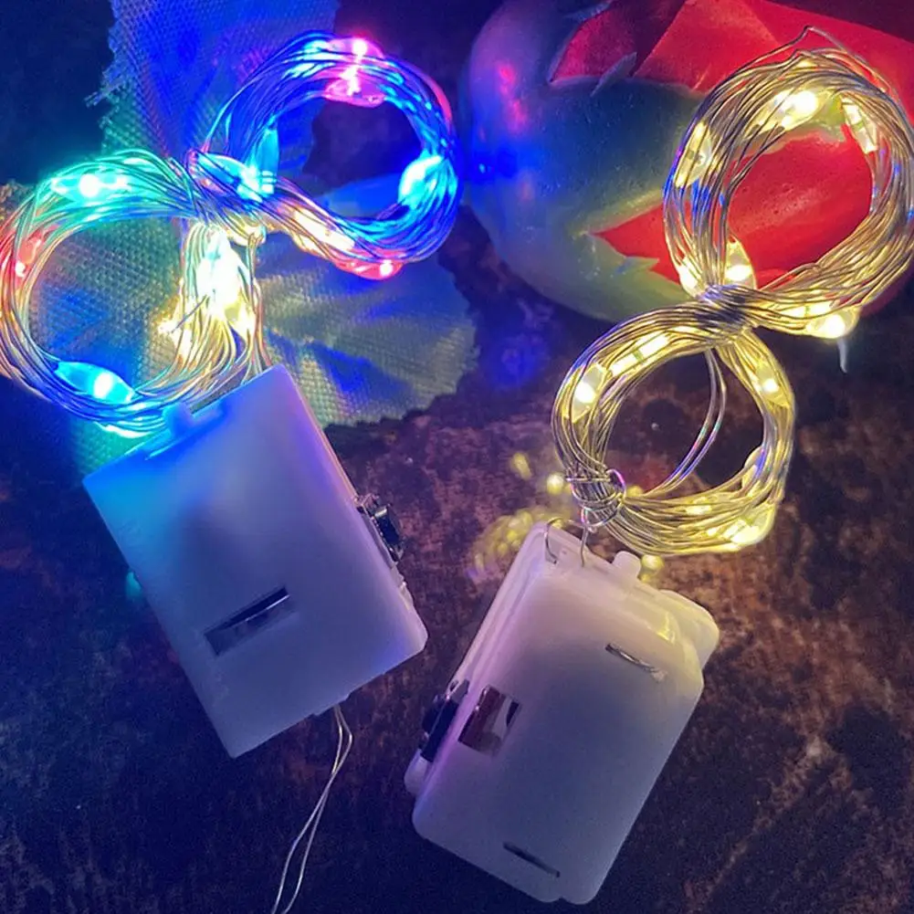 Mini guirnalda de luces de hadas Led de alambre, 1m, 2m, batería Cr2032, luces de año, pequeña cadena de Navidad, árbol de Flash R9y4