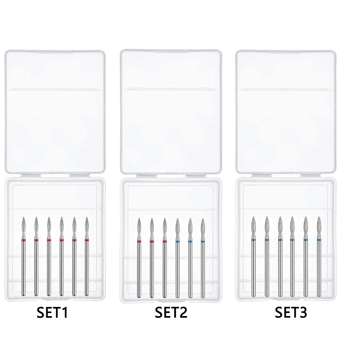 6個/セット ネイルドリルビット ダイヤモンドミリングカッター マニキュア用 3/32インチ バール 電動ネイルファイル 甘皮除去ツール