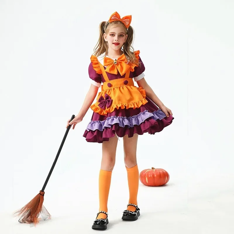 

Halloween Children's Clothing Pumpkin Skirt Children's Clothing Witch Costume Cosplay Girl Maid Costume Lolita Dress