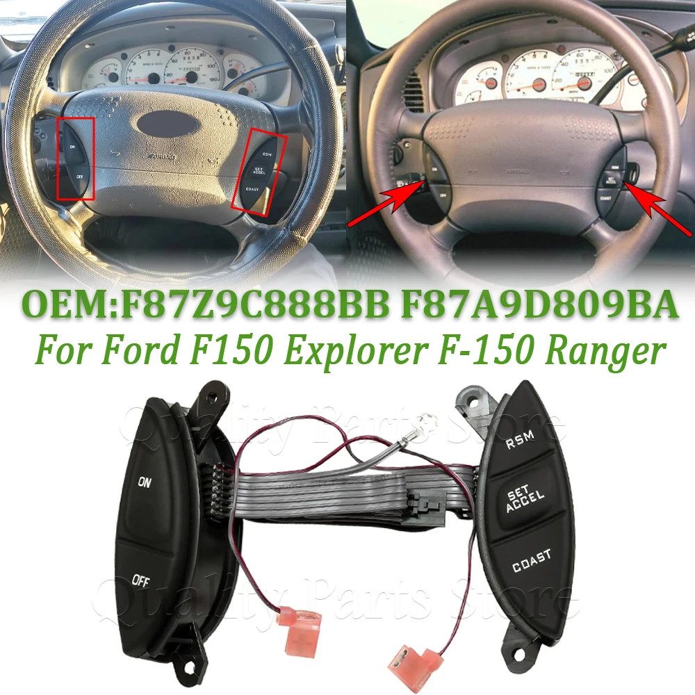 

New For Ford Explorer Sport Trac Ranger 1998-2005 Car Steering Wheel Cruise Control Switch Button Kit F87Z9C888BB F87A9D809BA