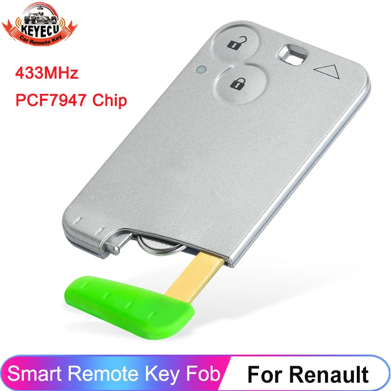 

KEYECU 2 Buttons Remote Key PCF7947 ID46 Chip 433MHz For Renault Laguna Espace 2001-2006 Smart Card Remote Fob Car Styling