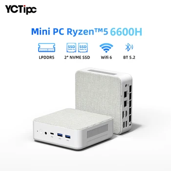 YCTipc كمبيوتر صغير AMD R5 6600H 6-core 12-thread كمبيوتر 16...
