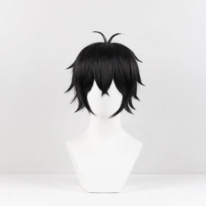 Peruca de cabelo curto preto para homens adultos, Peruca Anime, Fantasia Cosplay, Peruca, Peruca, Peruca, Peruca, Peruca, Peruca, Dia das Bruxas, Carnaval, Suporte, VENTO, QUETOR, Cabelo curto, 2024