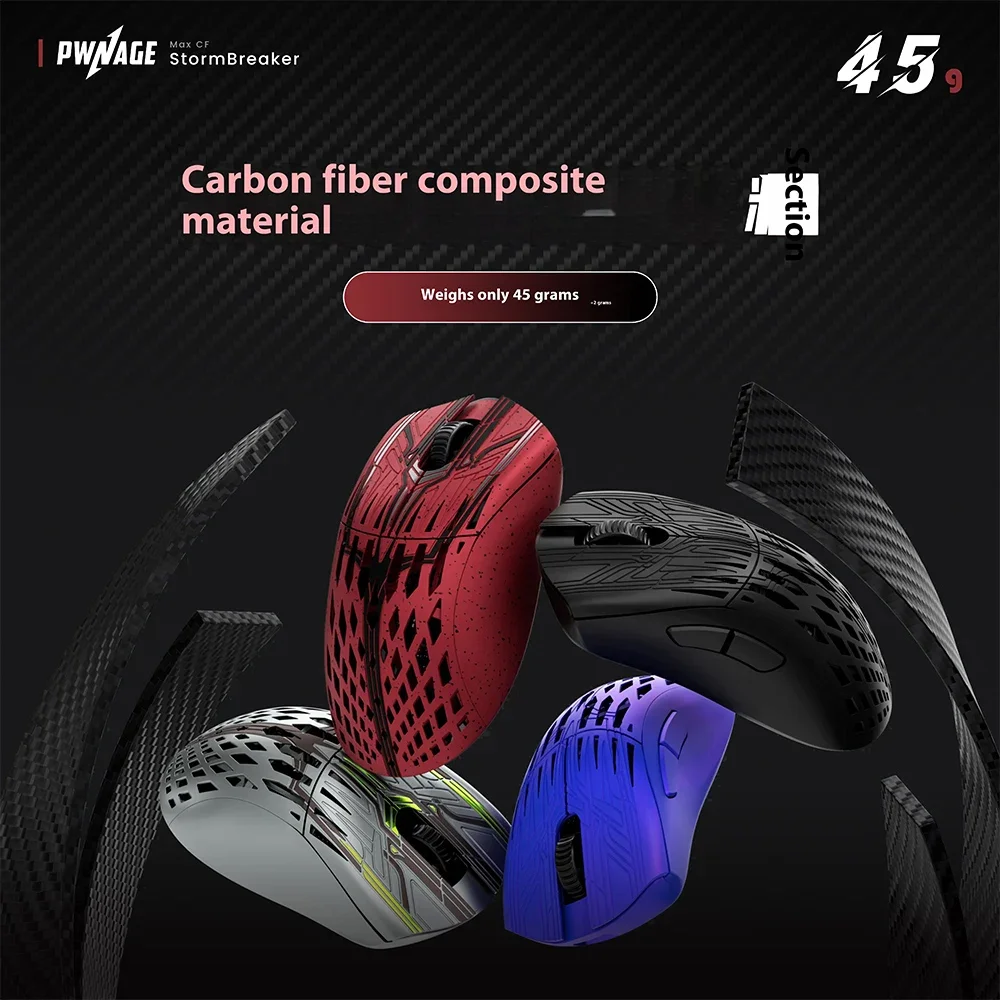 Pwnage StormBreaker MAX CF Mouse in fibra di carbonio Mouse da gioco wireless dual mode PAW3950 8000Hz Mouse leggero Accessori per PC