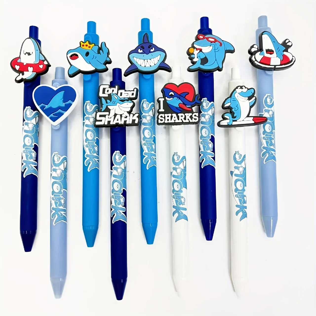 

15Pcs/30Pcs Shark-Themed Printed Ballpoint Pens, “Shark” Shark Series Retractable Ballpoint Pens, Student Writing Gift Pens