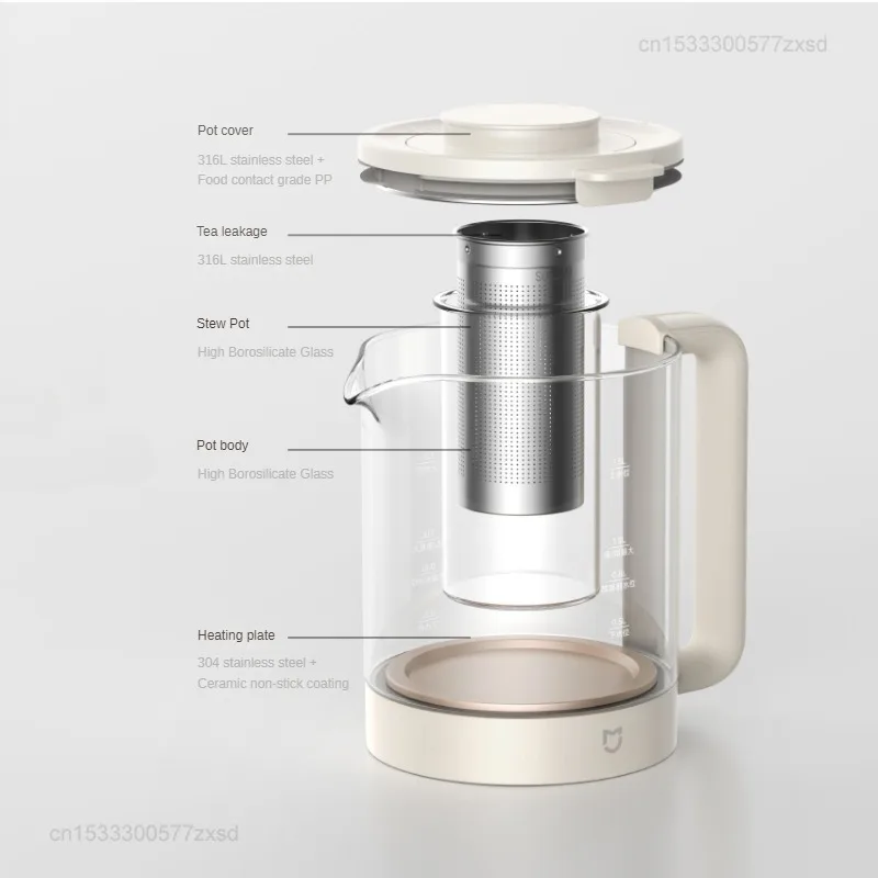 Xiaomi Mijia-hervidor de agua multifuncional S2, tetera de acero inoxidable de gran capacidad con filtro de té, taza de estofado para el hogar, 800W, 1.5L