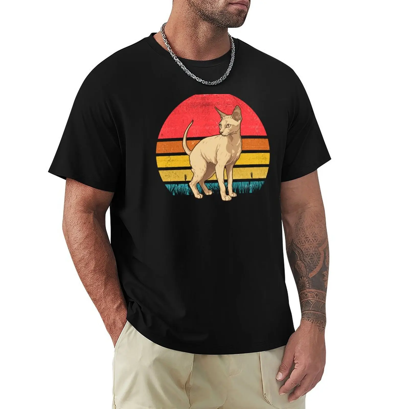 

Oriental Shorthair Cat Vintage Retro Sunset T-Shirt man clothes funny meme t-shirts mens clothing