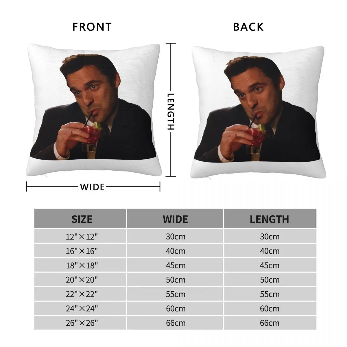 Drunk Nick Square Pillowcase Pillow Cover Polyester Cushion Zip Decorative Comfort Throw Pillow for Home Sofa