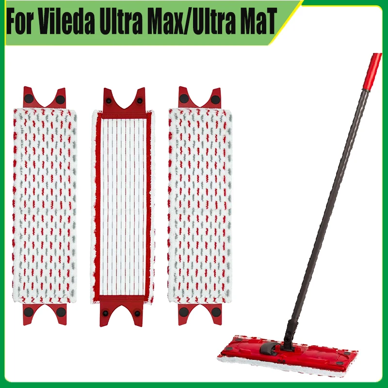 Reemplazo para Vileda UltraMax XL, paño de mopa giratorio plano reutilizable, máquina de secado rápido, almohadillas de microfibra lavables para fregona de suelo, 51x14cm
