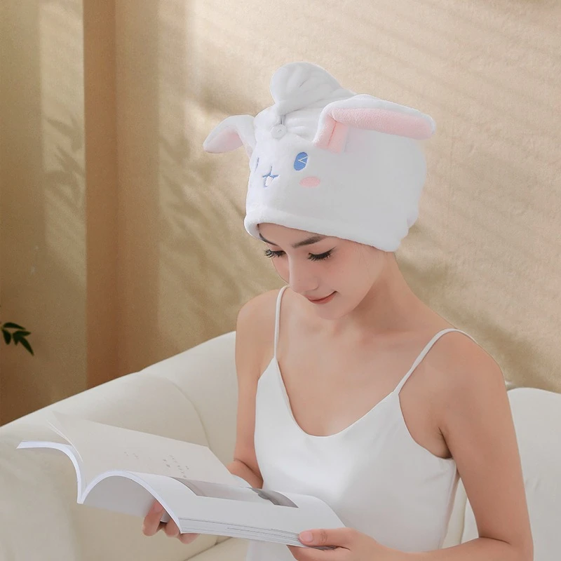 Miniso قبعة الشعر الجاف طبقة مزدوجة سميكة امتصاص الماء منشفة التجفيف السريع للنساء غسل حقيبة الشعر وشاح الرأس قبعة الدش