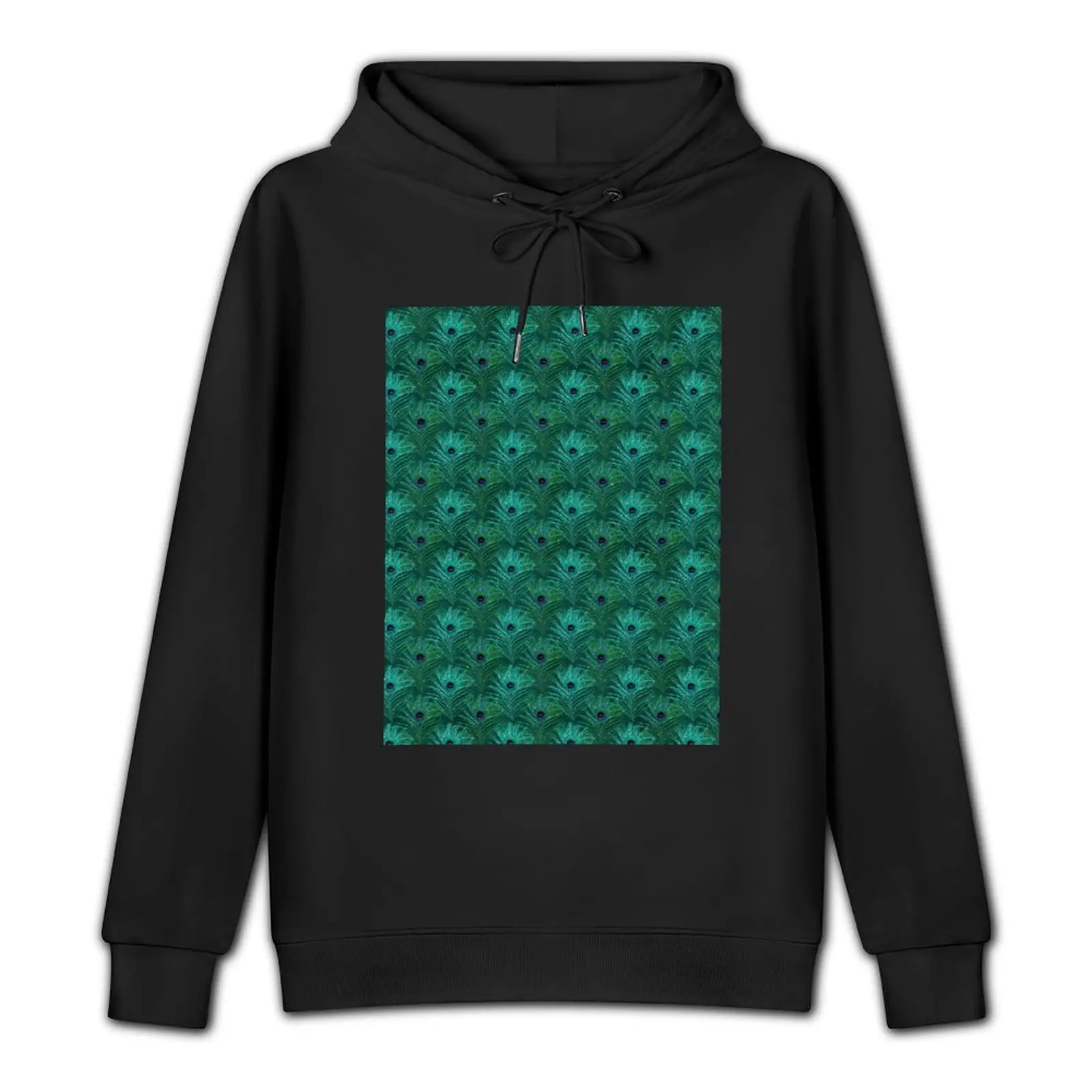 Green & Teal Glitter Peacock Feathers Pullover Hoodie aesthetic clothing hooded shirt men's clothing tracksuit men