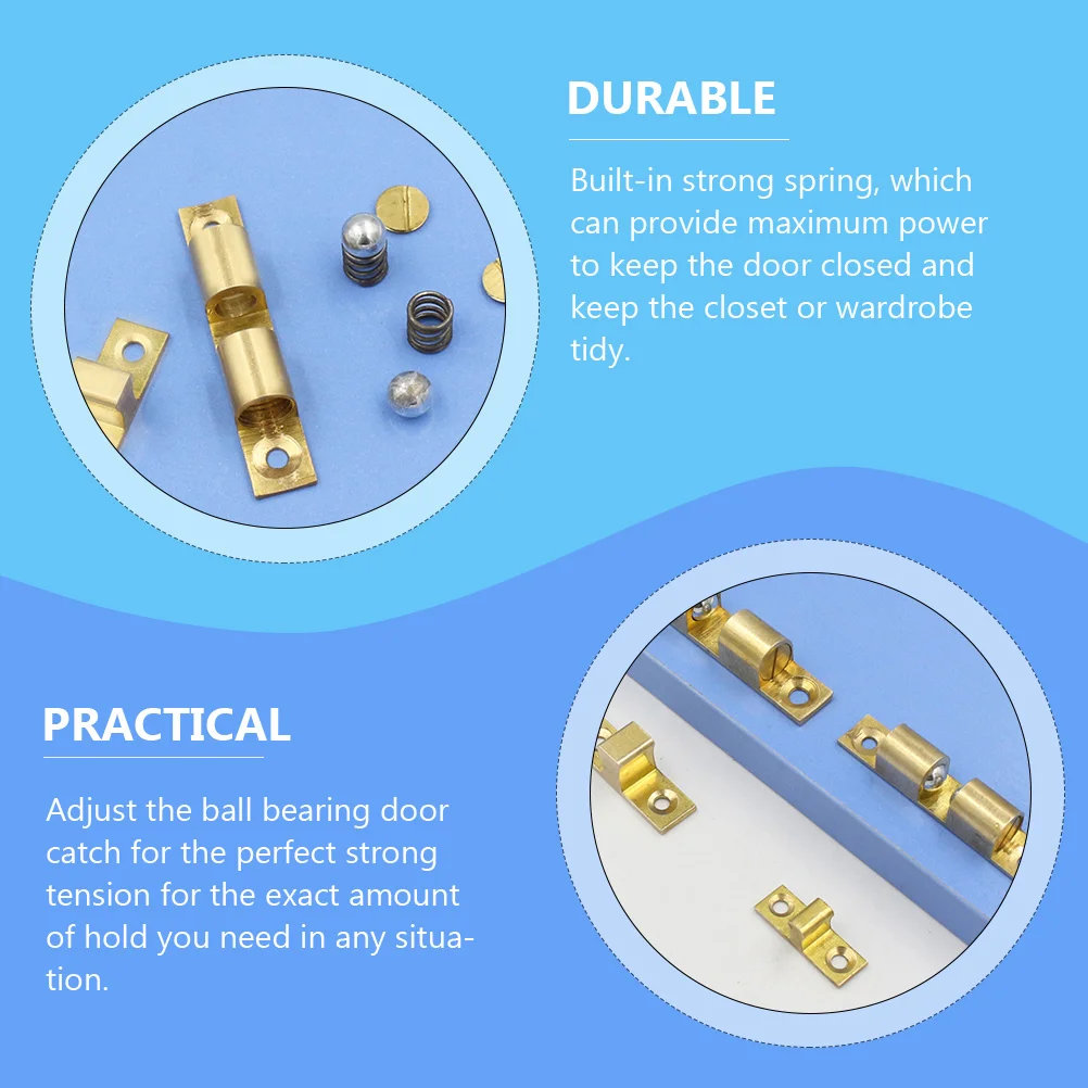 

2pcs Copper Cabinet Strong Rust-Resistant Closet Latch Built-In Spring Furniture Accessories Parts Brass Door Latch