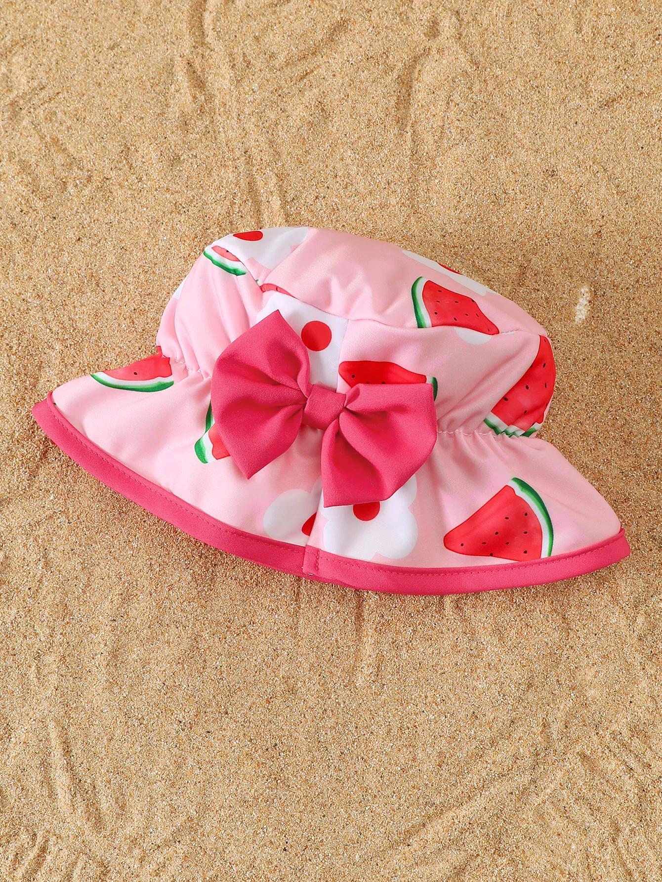 Baby Girl Summer Watermelon Pattern Long Sleeve Onesie Swimsuit with Sun Hat Infant Swimming Suit Set view 6