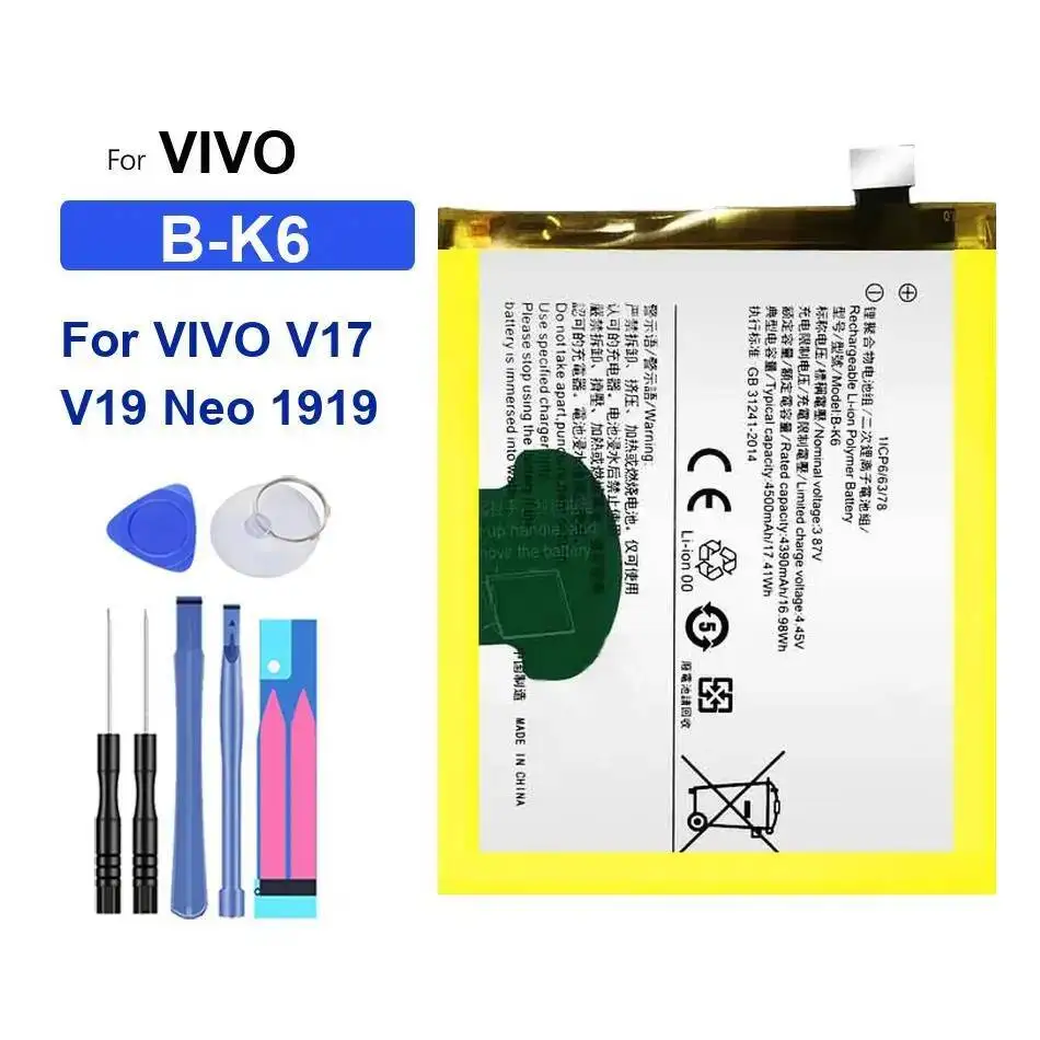 

For Vivo V17 V19 Neo 1919 4500Mah Reliable Power Mobile Phone Battery Long-Lasting B-K6