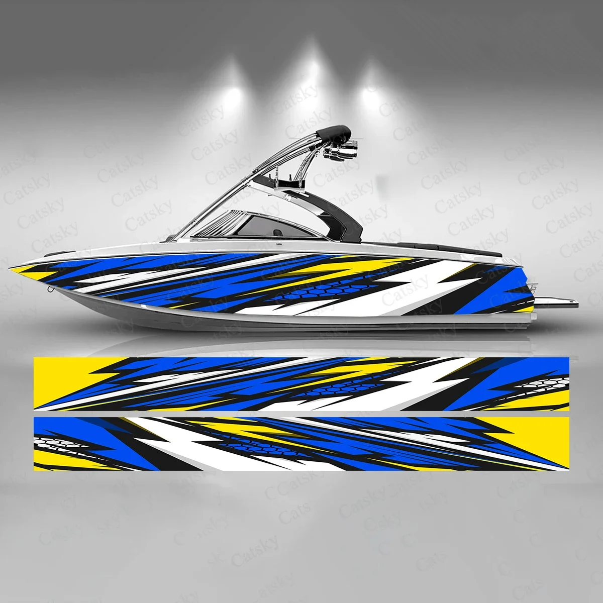 Colorful Lightning Lines Interweave Gradient Boat Sticker Vinyl Ship Pontoon Deck Boat Fishing Decorative Pontoon Boats Decal