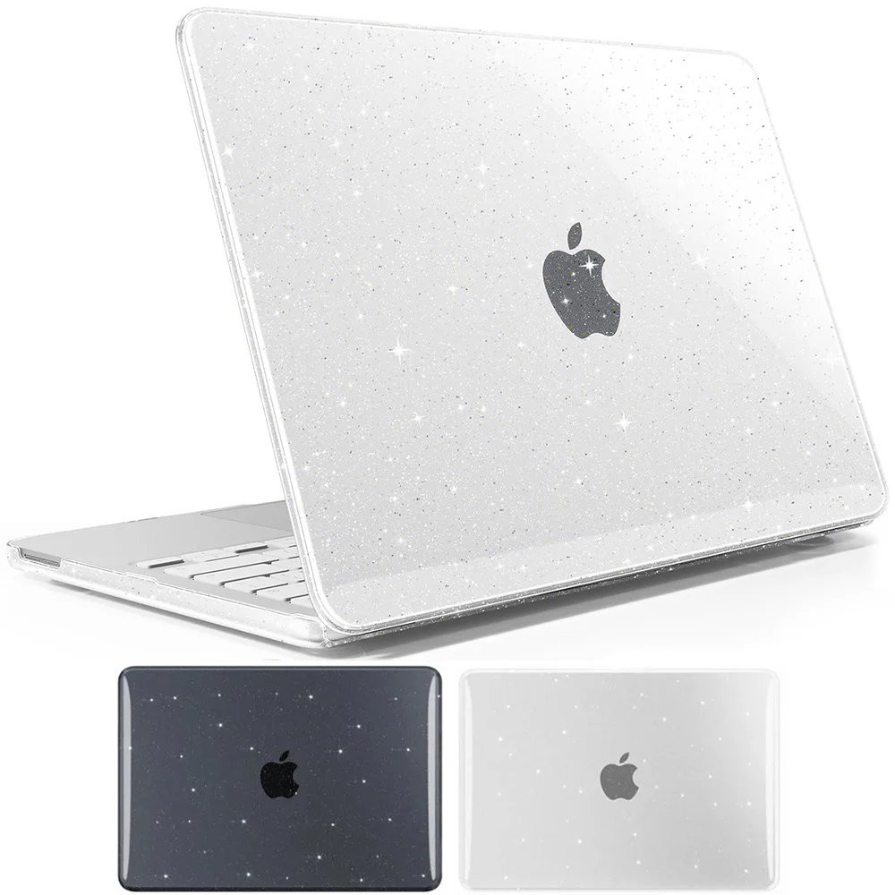 Glitter Clear Laptop Case For MacBook Air 13.6 M5 2026 M4 M3 A3349 A3240 A3113 A2681 Pro 13 M2 Chip A2338 A2251 A2289 Case Cover