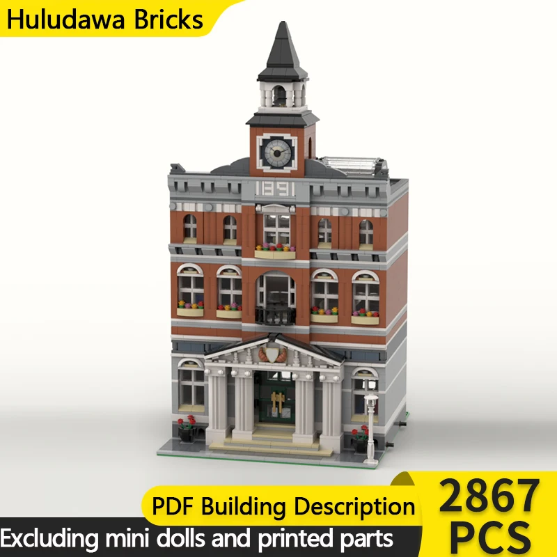 

City Street View Model MOC Building Bricks Town Center Hall Modular Technology Children Holiday Gifts Assemble Toys Suit