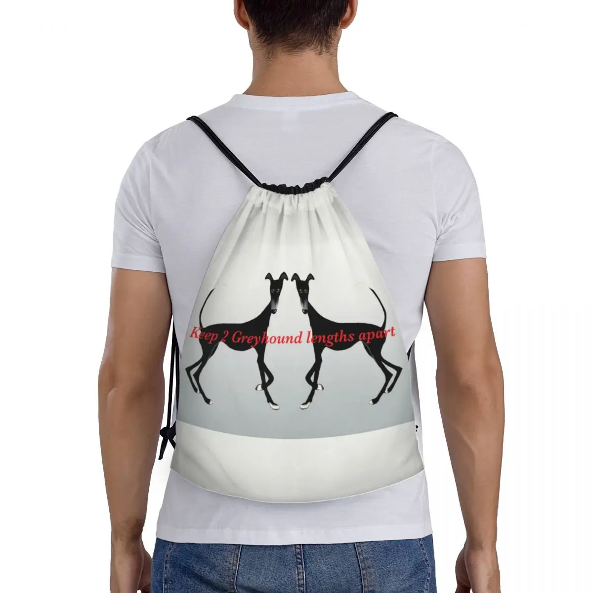 Keep 2 Greyhound Lengths Apart Drawstring Backpack Bags Sighthound Whippet Dog Gym Sports Sackpack Sacks for Training