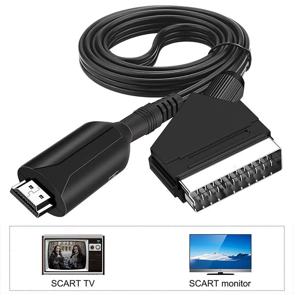 Video Audio Adapter Mini High Resolution HDMI-compatible to Scart AV Signal Converter with USB Cable for DVD Player