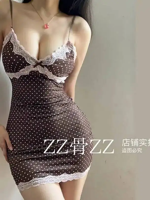 Nowa Sukienka w Stylu Pure Desire Girl, Słodka i Pikantna, Seksowna, z Falbankami, Koronkowymi Wstawkami, Odkrywająca Biodra, Krótka, Elegancka, Letnia Moda E86N