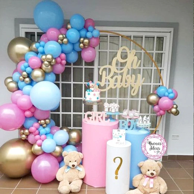 Gender Reveal Party Balloon Garland Arch Kit Boy Or Girl Baby Shower Pink Blue Latex Balloon Set Kids Birthday Party Decoration