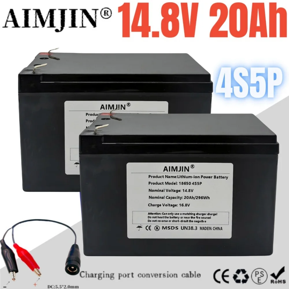 

4S5P Battery Pack 14.8V 20000mAh 18650 Built-in BMS Suitable for 16.8V Equipment, High-power Inverter