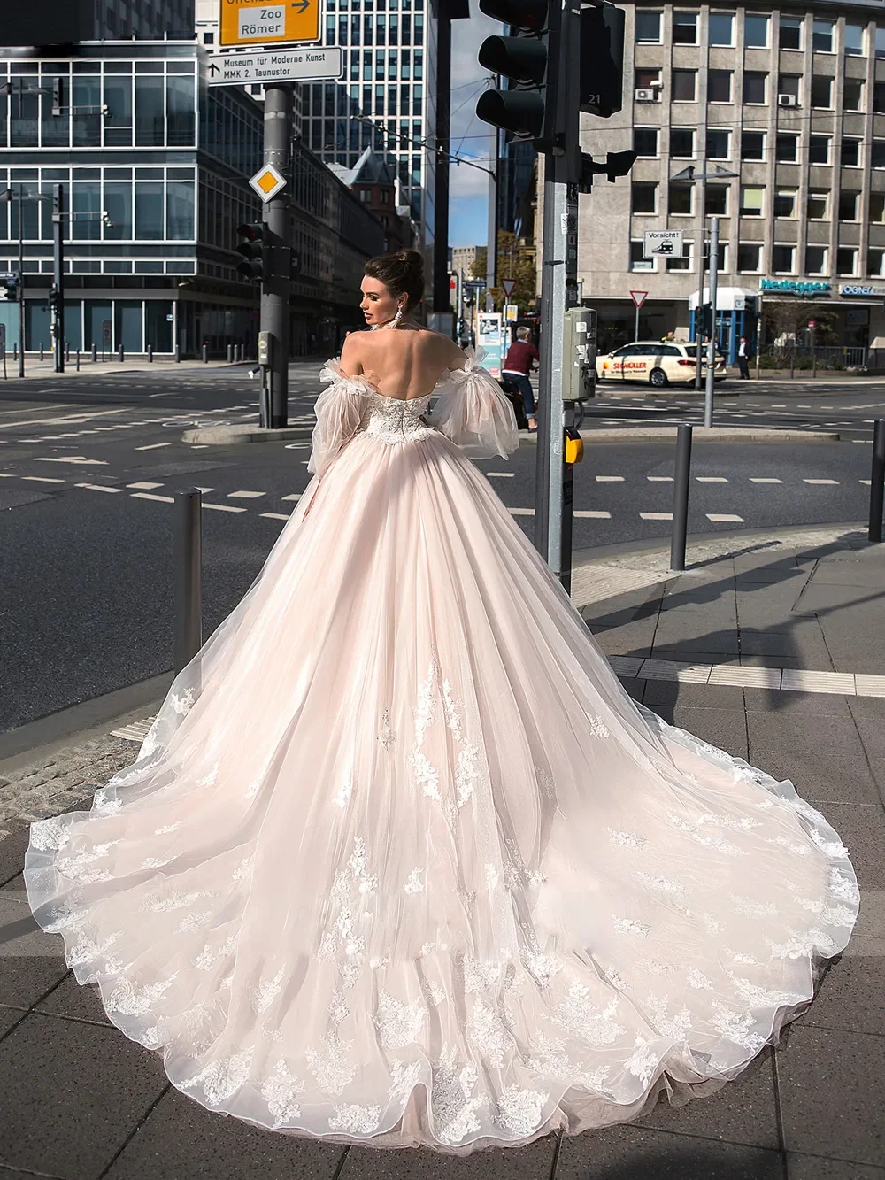 Vestido de baile romântico com apliques, vestido de noiva frisado, manga destacável, vestidos de casamento, querida, 2024