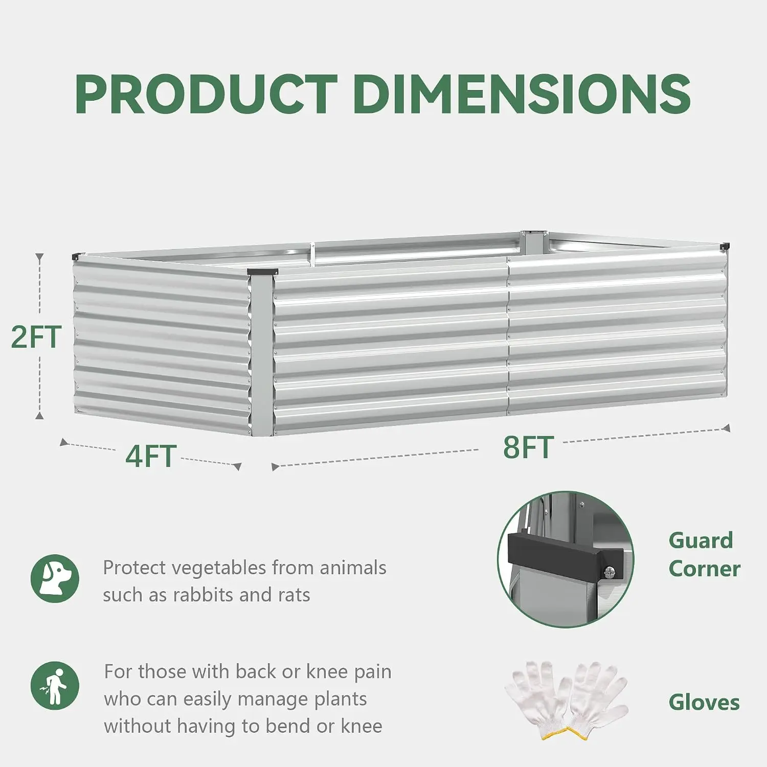8x4x2ft Raised Garden Bed Outdoor, Galvanized Steel Garden Beds, Customized
