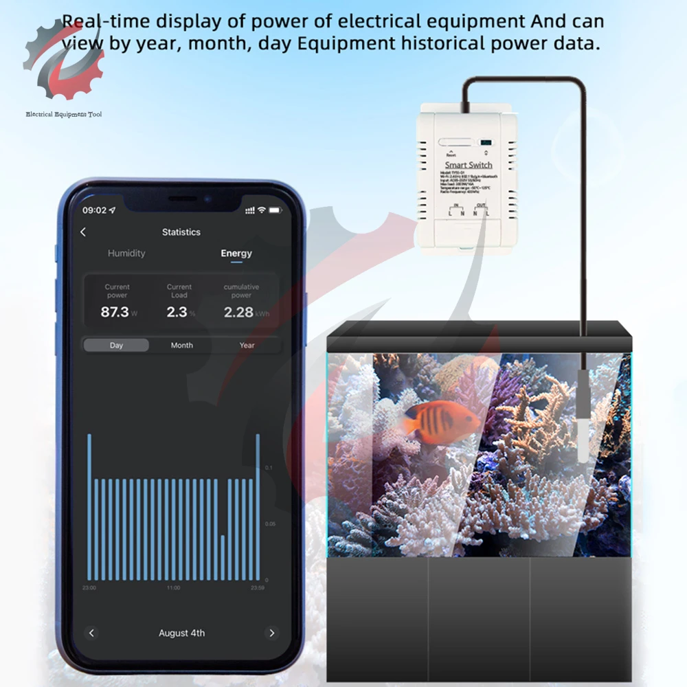 WiFi TH 16A Smart Temperature Switch Tuya Wireless Control with Power Consumption Monitoring Temperature and Humidity Thermostat