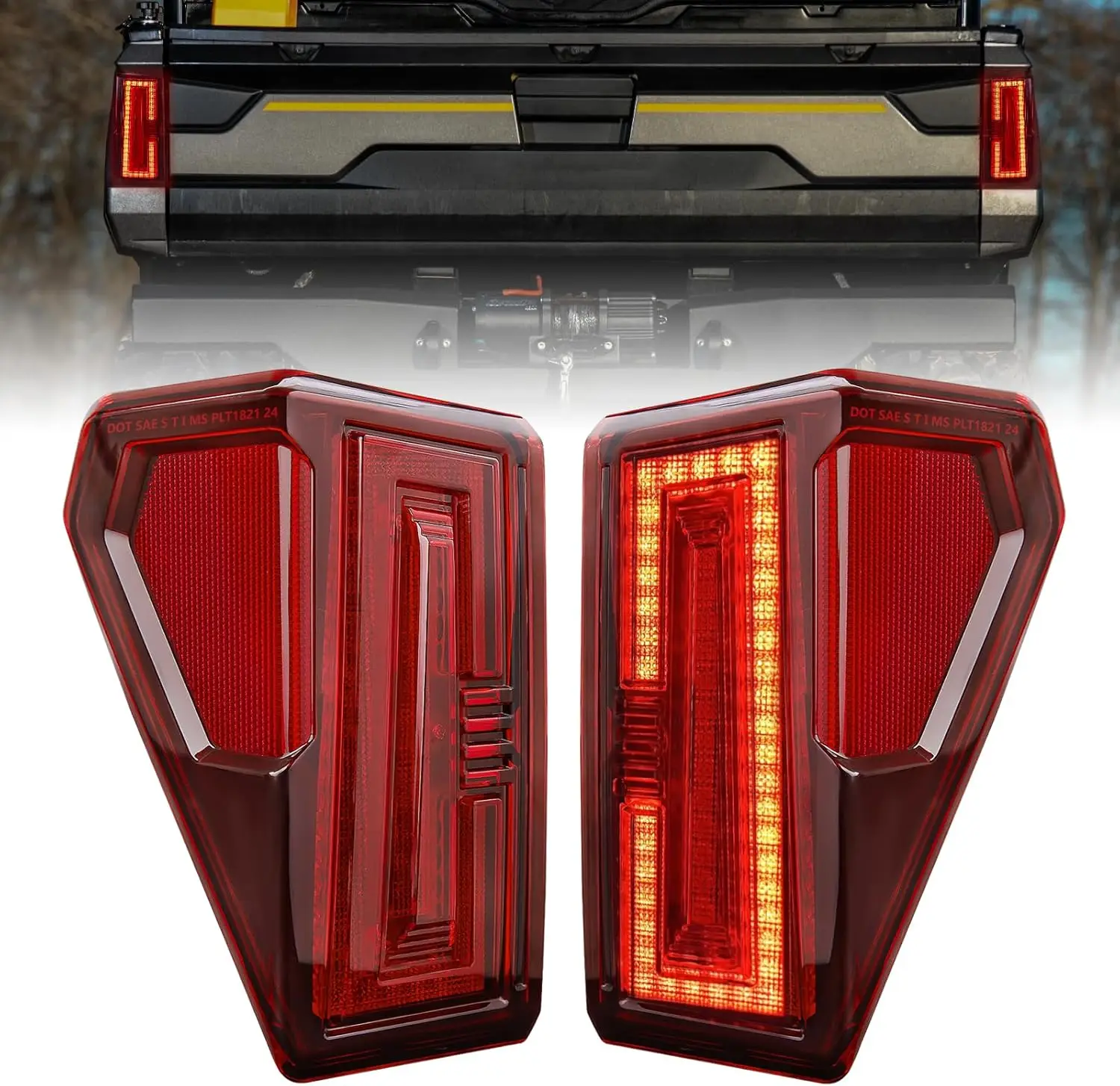 

2 Pack UTV Tail Lights for Polaris Ranger 1000 & Crew 1000 & XP 1000, Red Lens Rear Brake Lamps