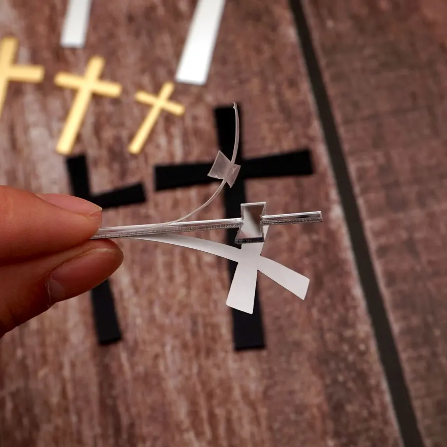 20pcs/lot Small Acrylic Gold Mirror Cross Silver Sticker 3D DIY Marriage Wall Crosses Home Decoration Guest Gift Accessories