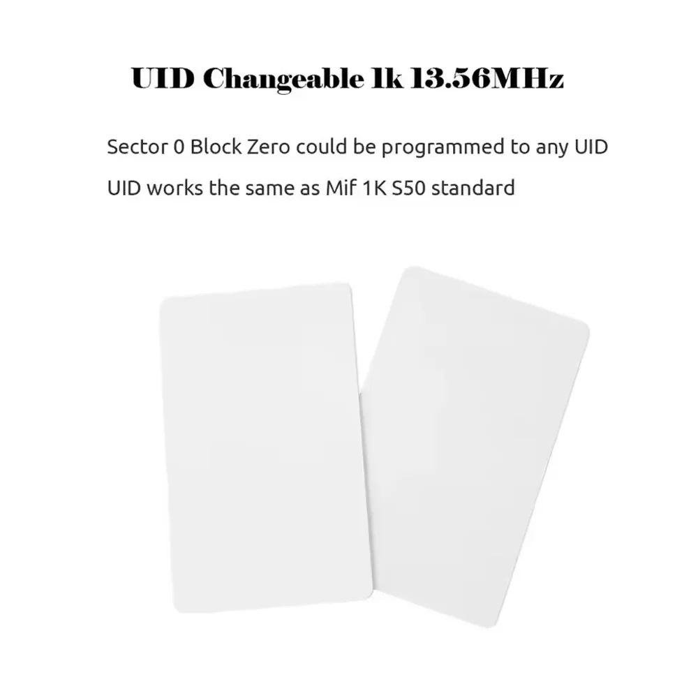 UID Changeable 13.56MHz IC Card Replicable & Rewritable 1k M1 S50 Waterproof Proximity Card 0.8mm for Duplicator Copy Tag Token