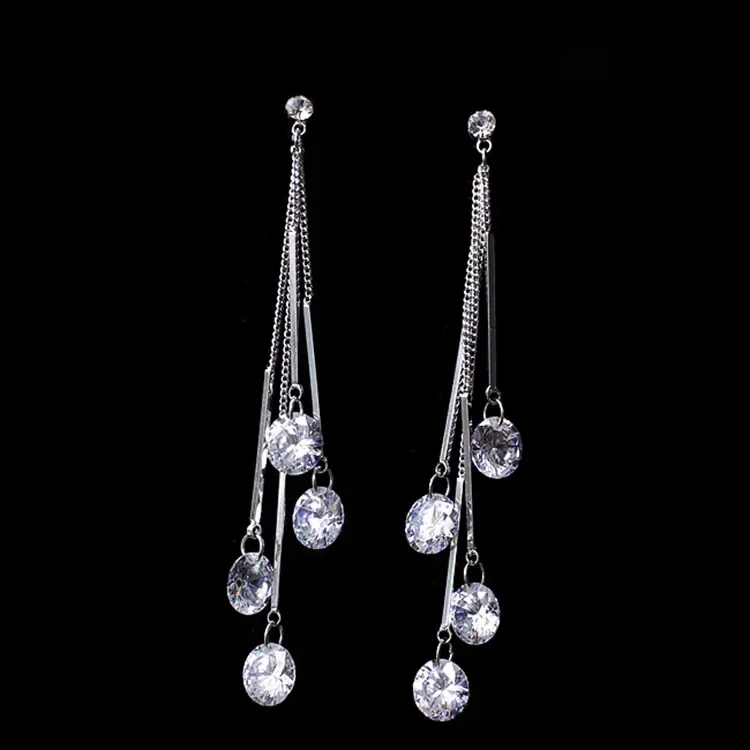 NEW 925 silver Jewelry Authentic teardrop shaped Tassel crystal from Austrian Ladies Fashion Earrings