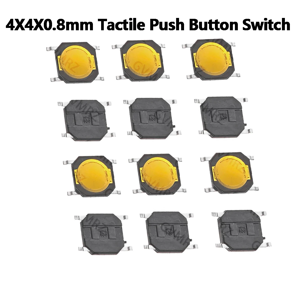 100PCS 4x4x 0.8MM DC12V 4X4X0.8mm Tactile Push Button Switch Tact 50mA Membrane Switch 4*4*0.8mm 4 Pin Switch Micro Switch SMD
