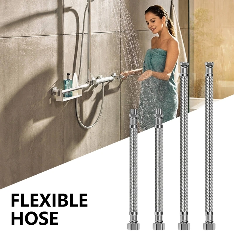 

Q5WD 4Pcs Stainless Steel Flexible Plumbing Hoses For Faucet Shower Sink Enduring