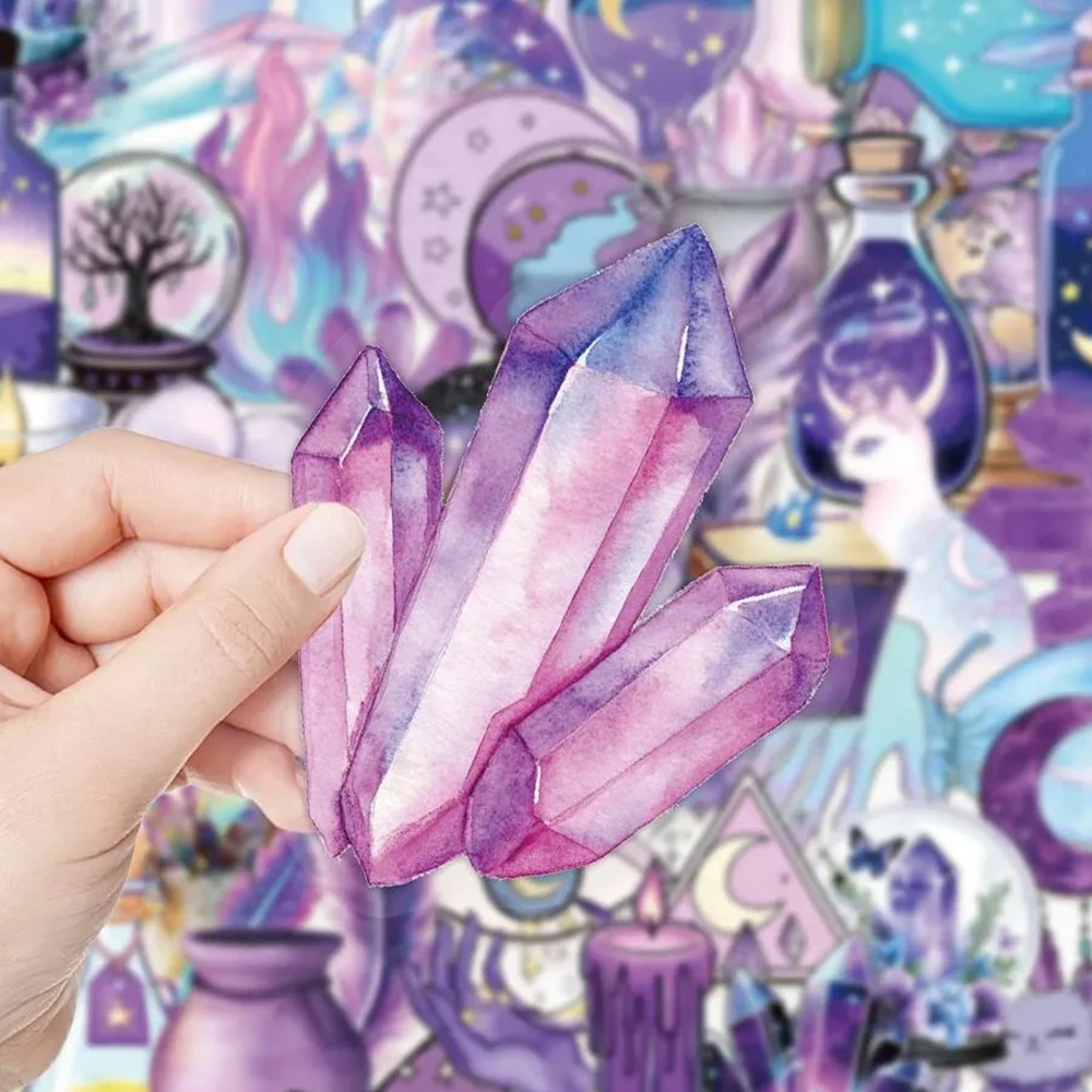 

10/30/50pcs Transparent Laser Magic Witch Graffiti Stickers INS Style Decal DIY Suitcase Luggage Laptop Cute Cartoon Sticker Toy