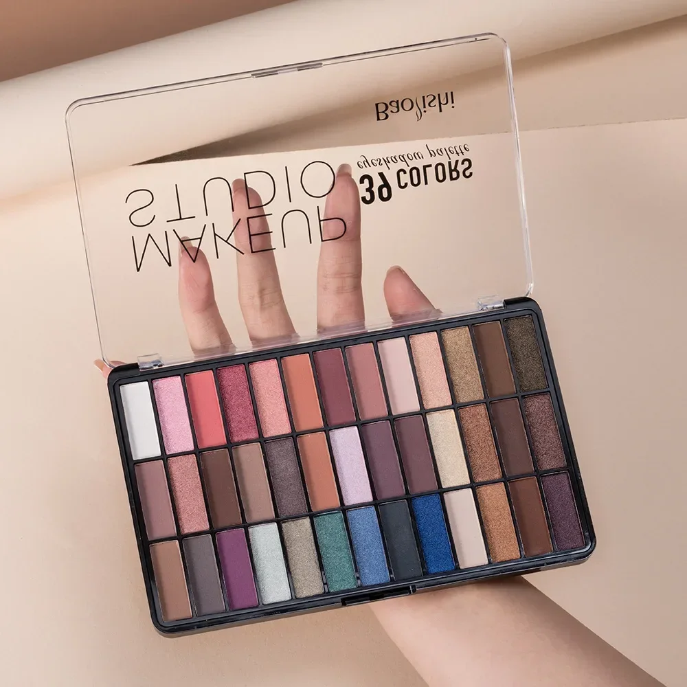 39 Colors Professional Matte Shimmer Sequin Eyeshadow Palette, Waterproof Long-Lasting Stage Performance Eye Makeup, CO:03