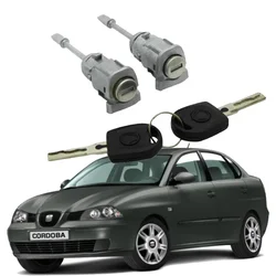 Cilindro de cerradura de puerta para coche VW, cilindro de cerradura de puerta izquierda/anillo para SEAT IBIZA CORDOBA CADDY, 6L3837167B/6L3837168B, 2002-2008