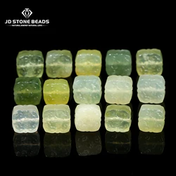 1 Pc Natural Light Green Jade Wealth Square Carved Bead Charm Pendant For Jewelry Making Diy Necklace Bracelet Accessory