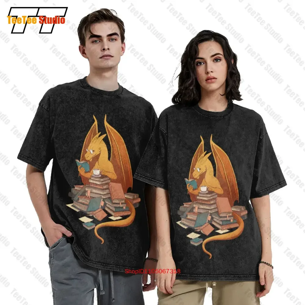 The Librarian S Horde Dragon Books Reading Horde Draco Vintage Oversized T-Shirt NTCD