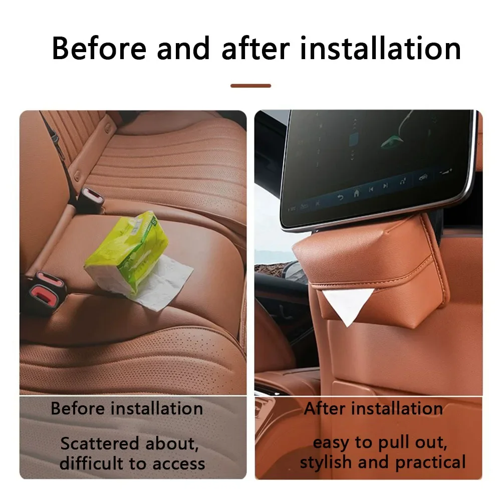 

For Mercedes-Benz S-Class W223 V223 Z223 2021-2026 Car Leather Tissue Box Holder Rear Seat Organizer Auto Interior Accessory
