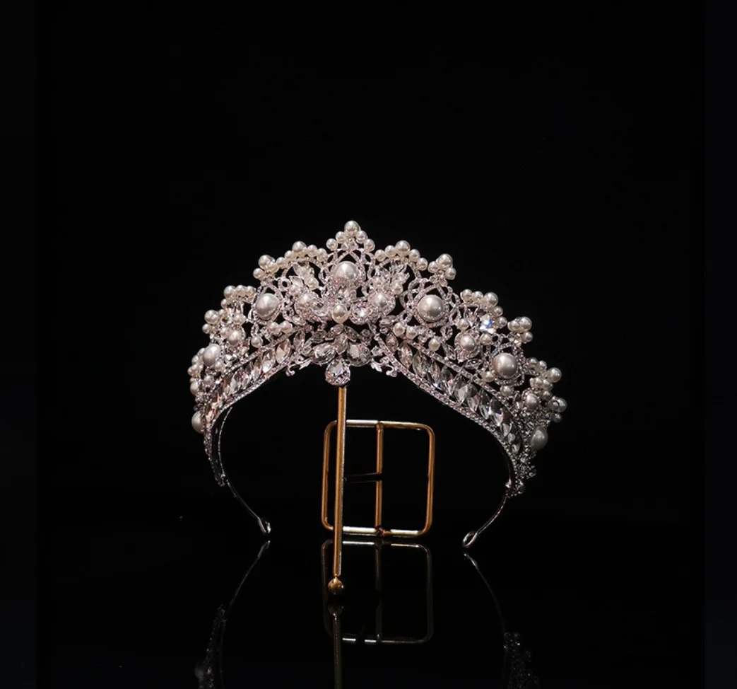 Luxury Bride Crowns Tiaras For Wedding Headdress Princess Crystal Pearl Crowns For Women Bridal Tiaras Prom Hair Jewelry Diadem