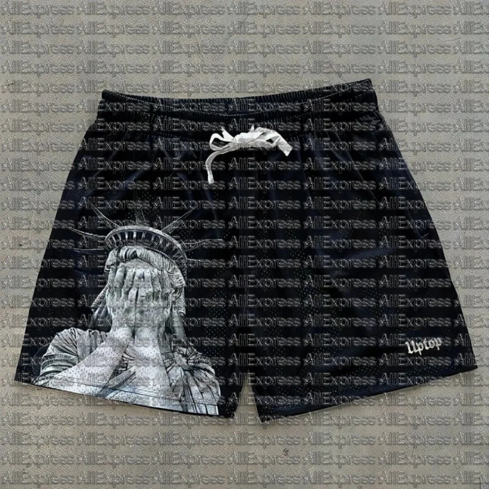 Pantalones Cortos Casuales de Verano para Hombre, Estilo Europeo y Americano, con Estampado 3D de la Estatua de la Libertad, Cómodos y Transpirables